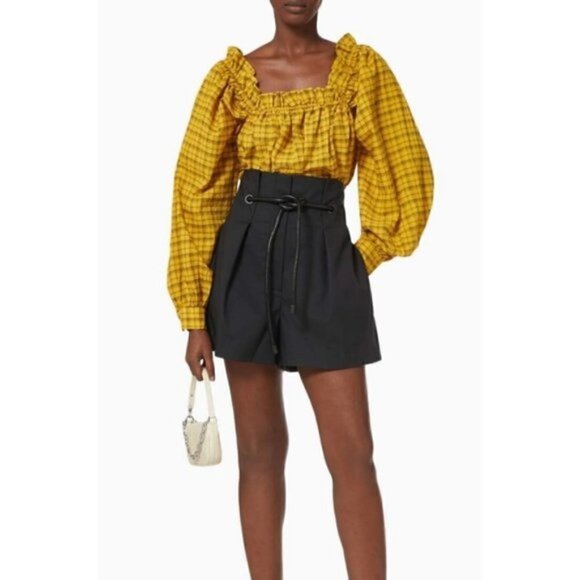 SELECTED Femme | Nwt Yellow Plaid Blouse - Picture 6 of 13